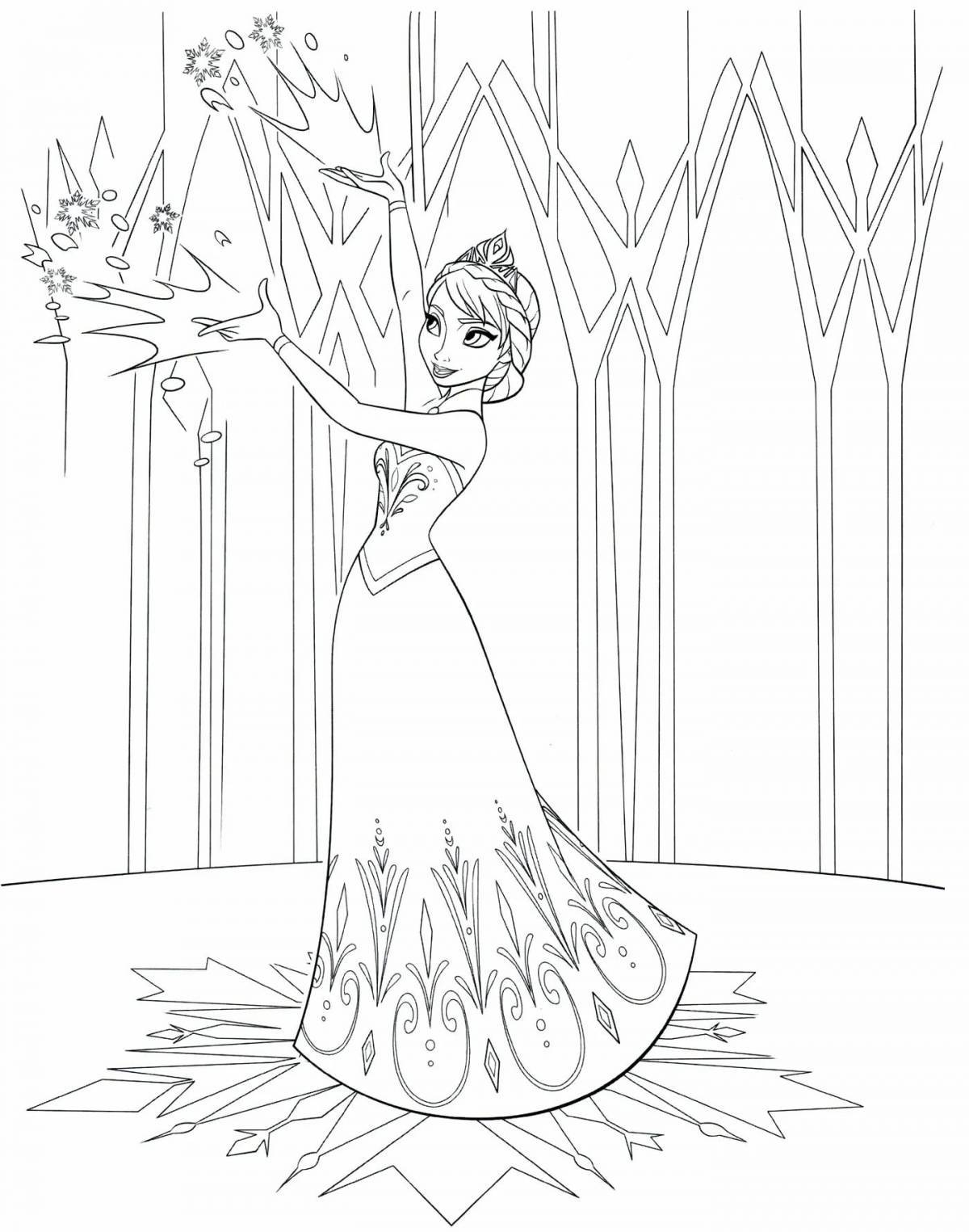 Coloring book sparkling cold heart for kids