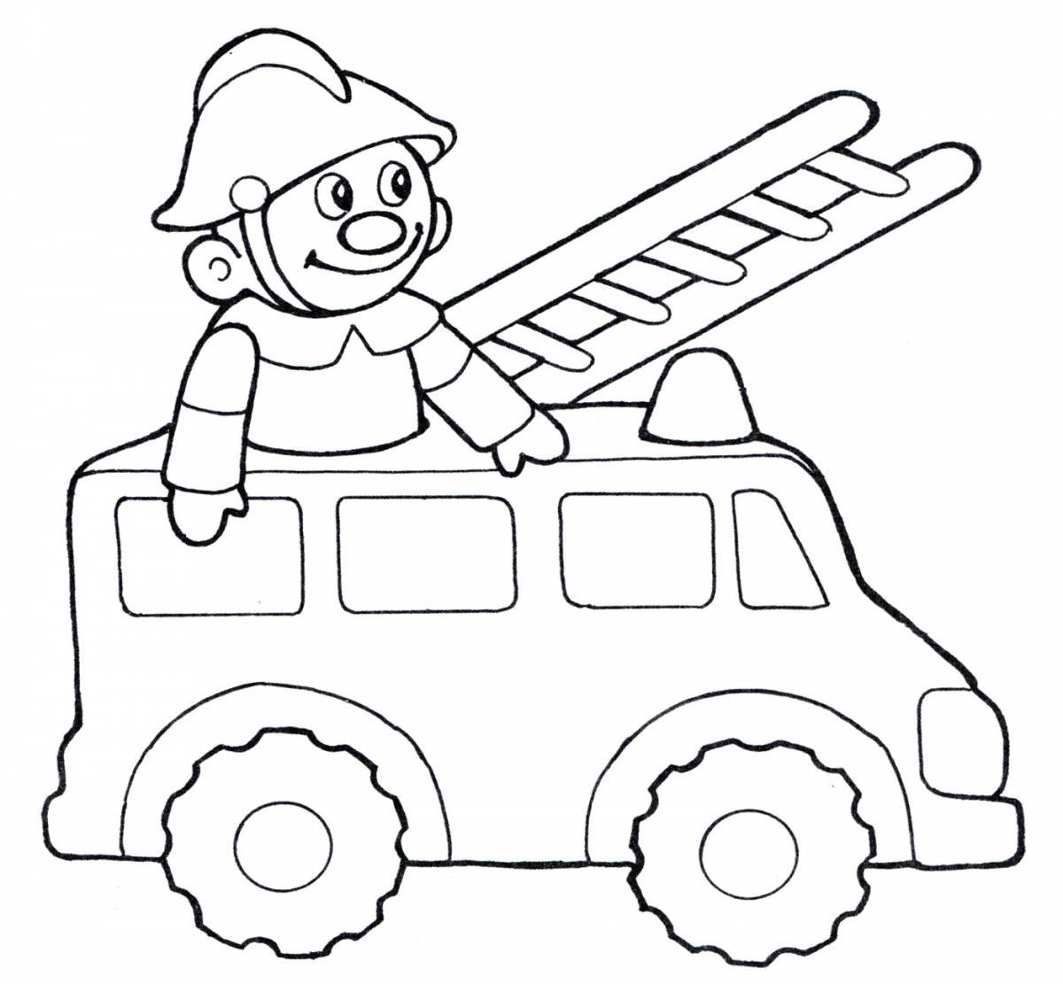 Выдающаяся страница раскраски пожарной машины для детей