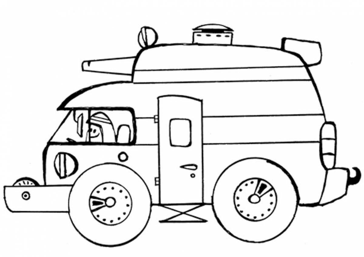 Восхитительная страница раскраски пожарной машины для детей