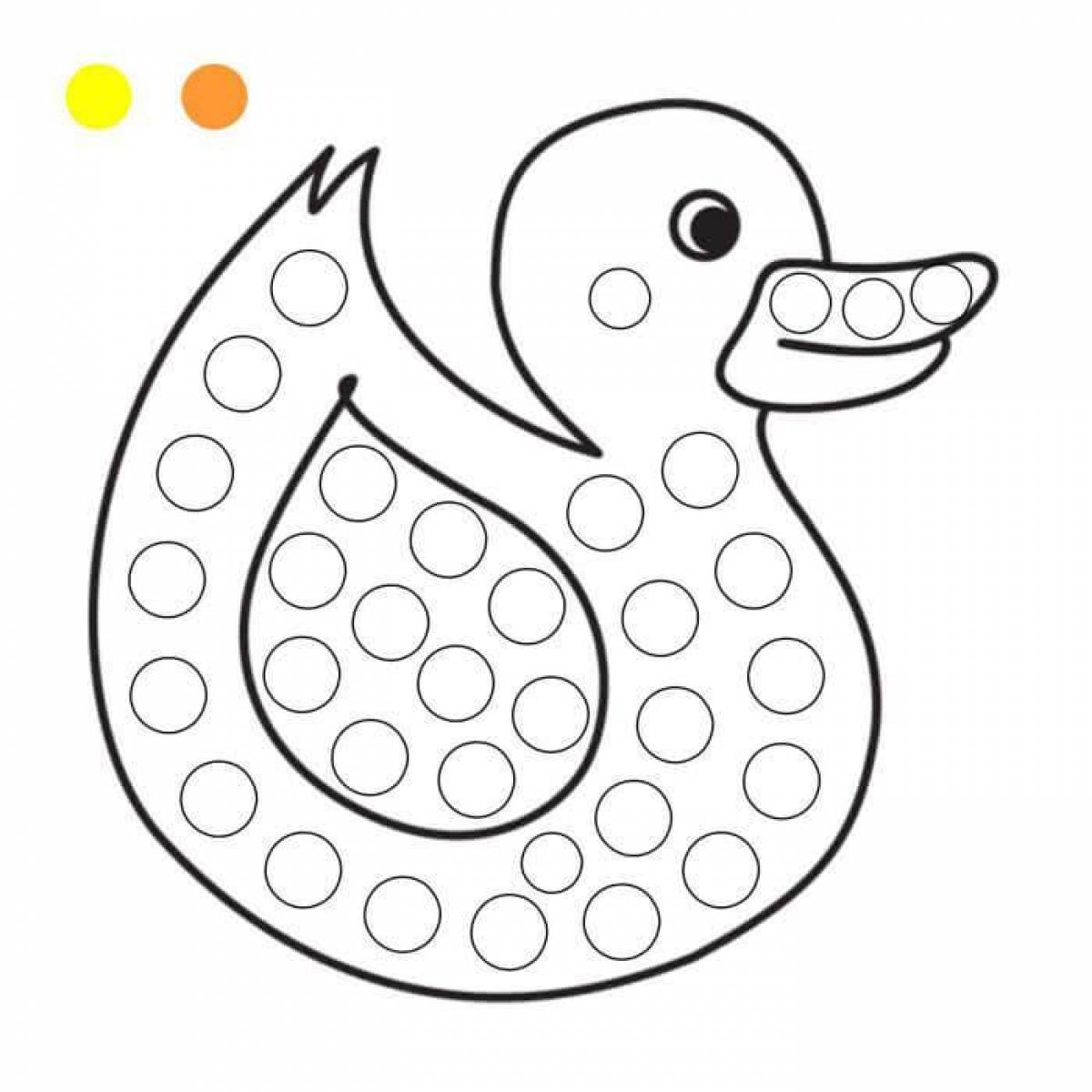 Coloring cute Dymkovo duck
