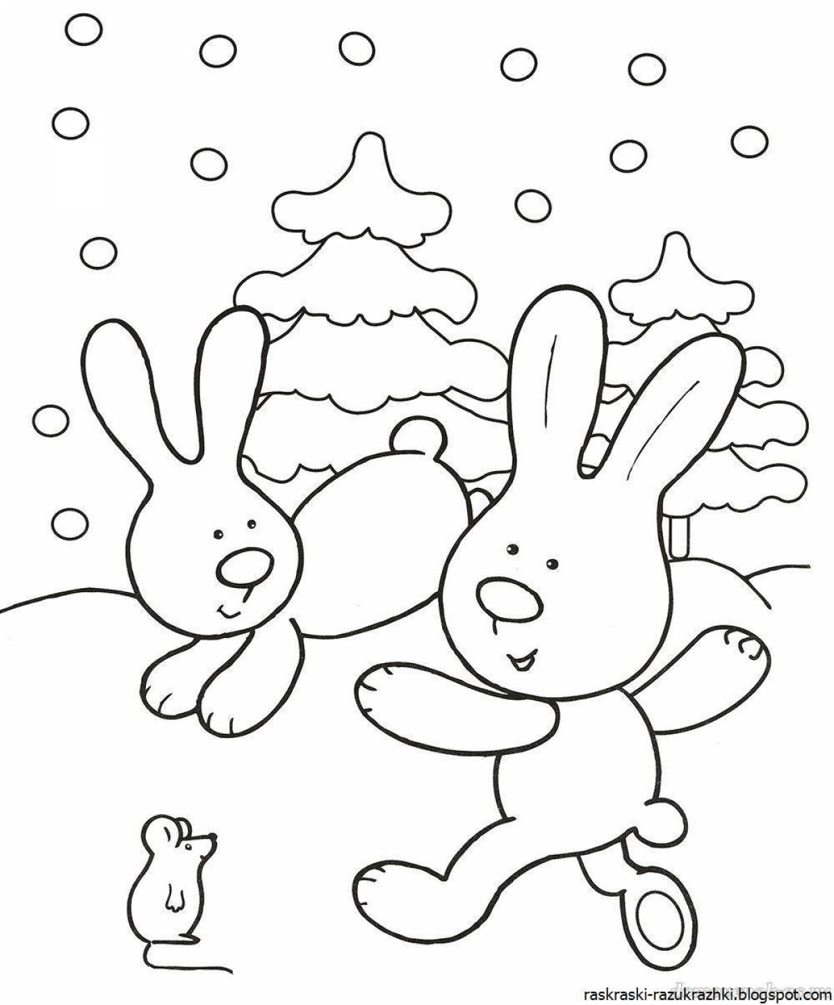 Fancy Christmas Bunny Coloring Page