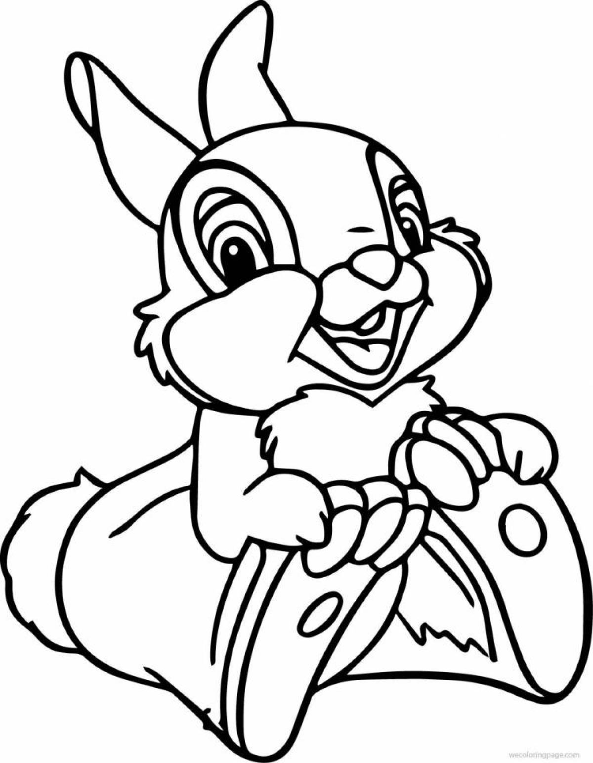 Coloring book New Year's hare filled with colors