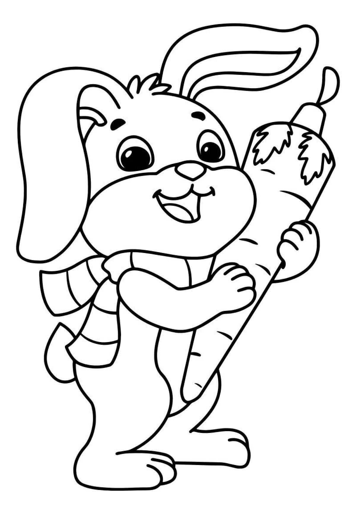 Color-frenzy Christmas bunny coloring page