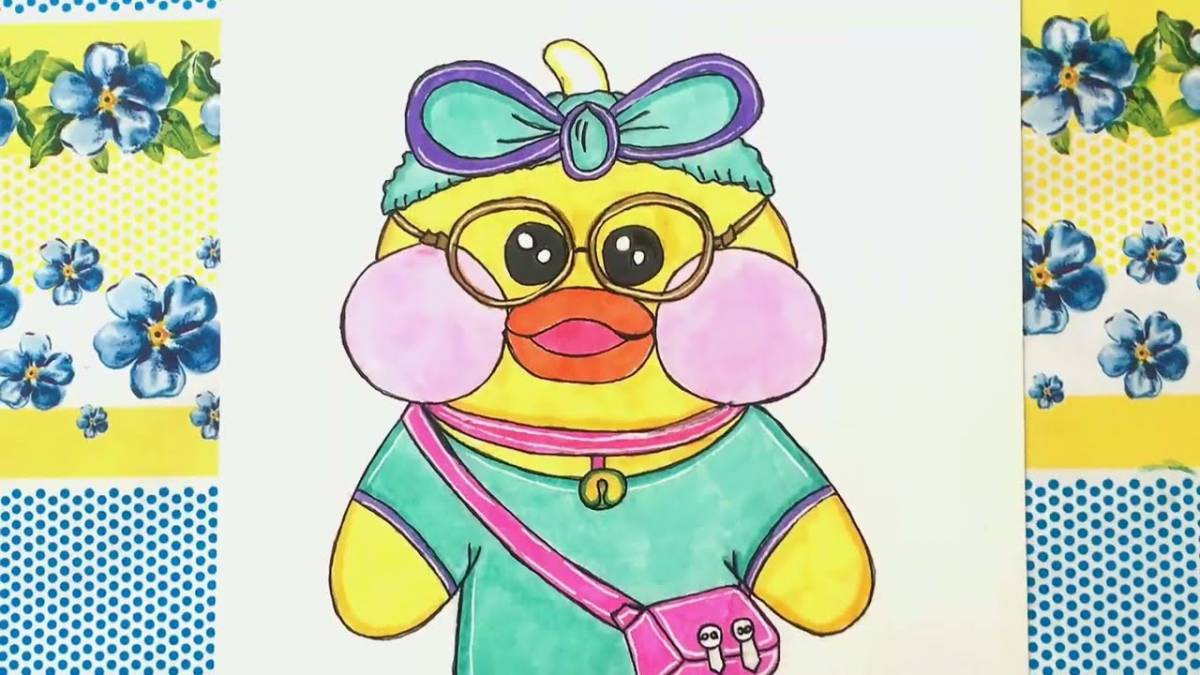 Colourful duck lalafanfan coloring page