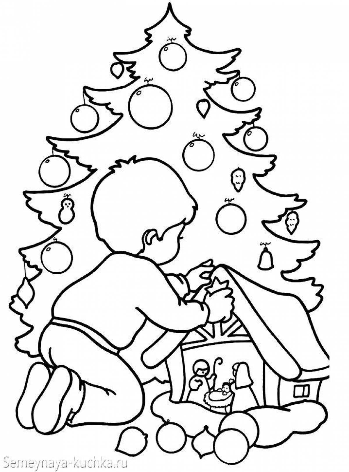Джазовая рождественская раскраска для детей