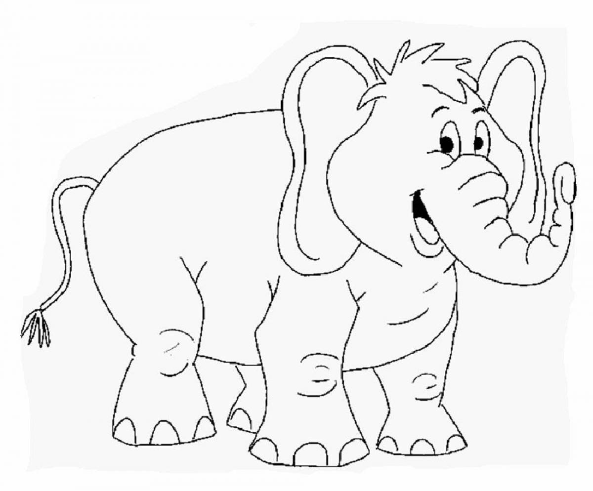 Яркая раскраска слона для детей