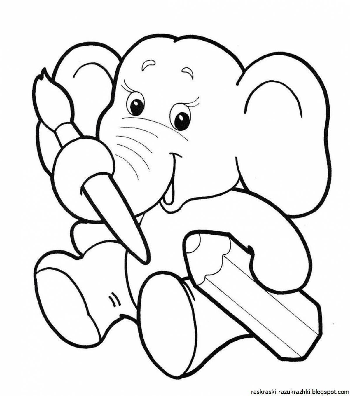 Animated elephant coloring page for kids