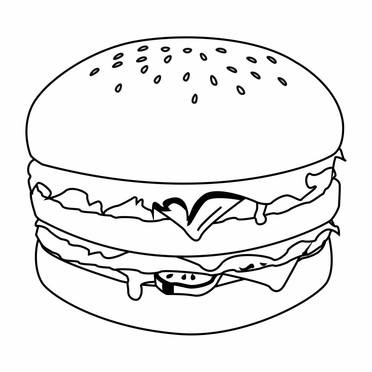 Colorful hamburger coloring page