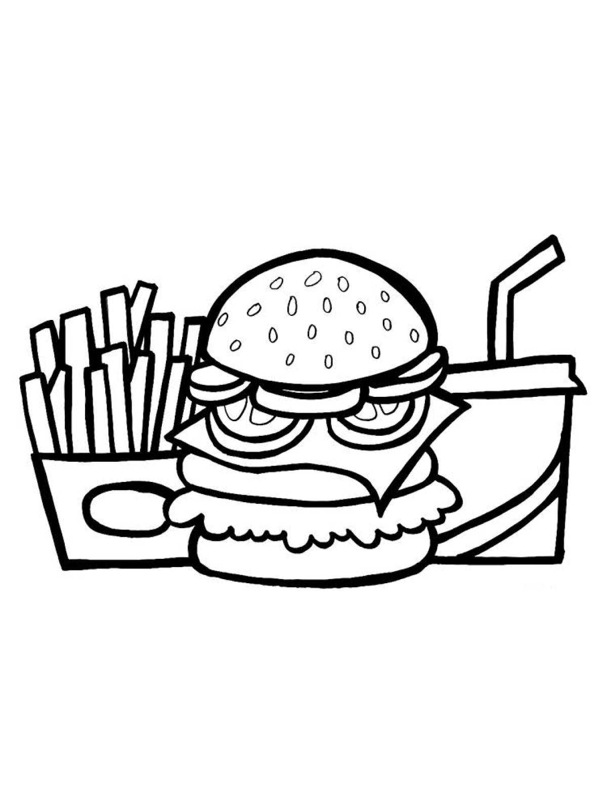 Delicious burger coloring page