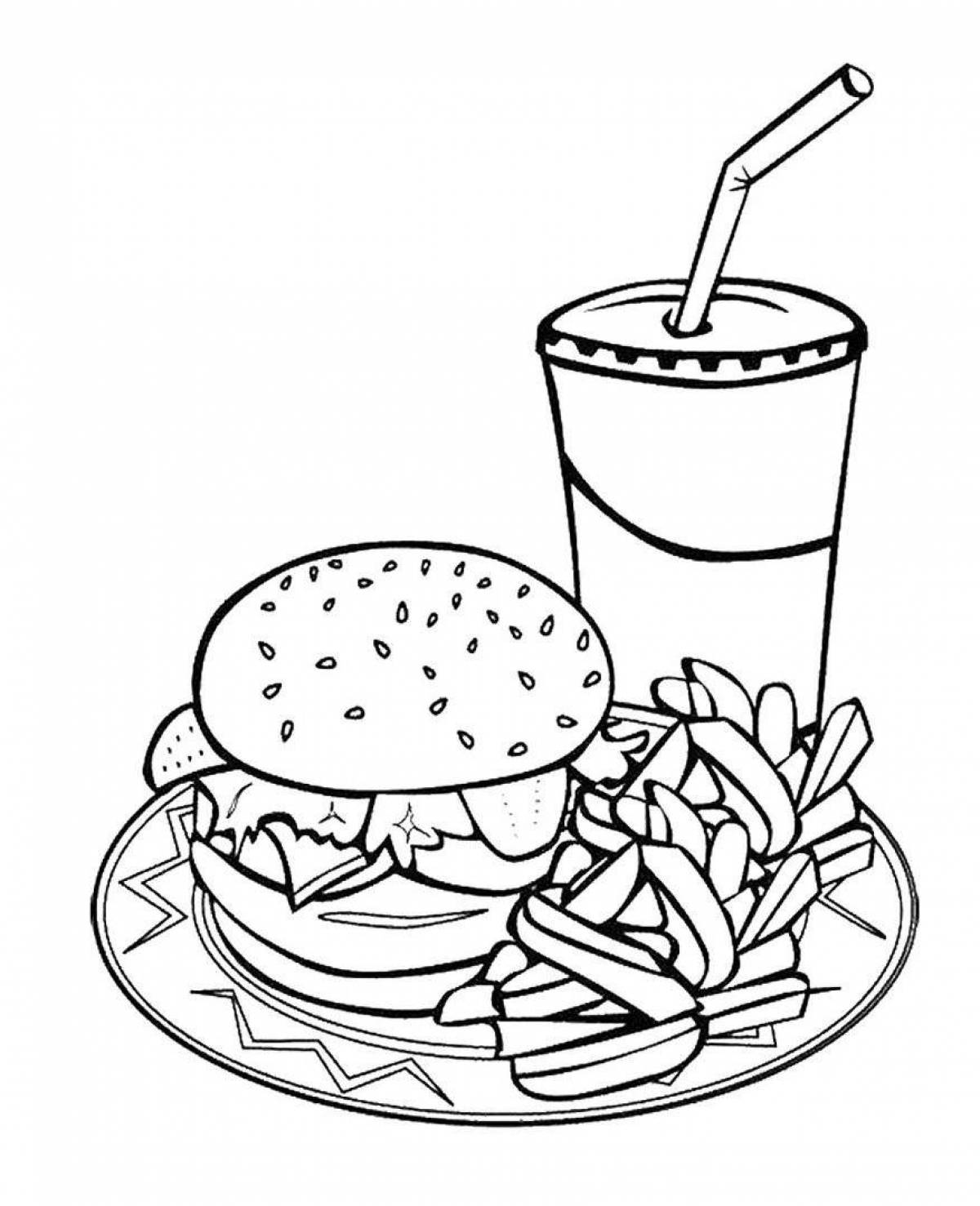 Charming burger coloring page