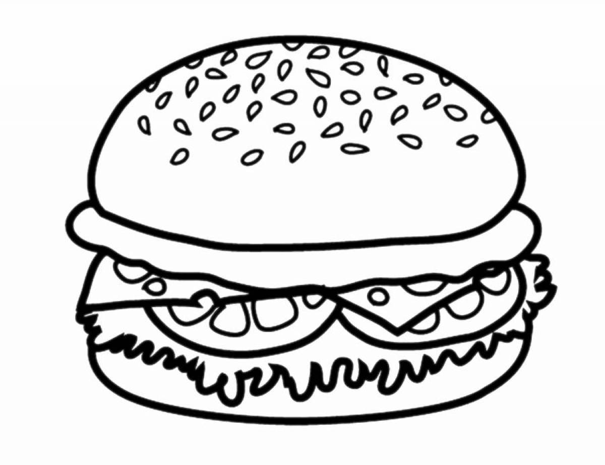 Fun burger coloring page