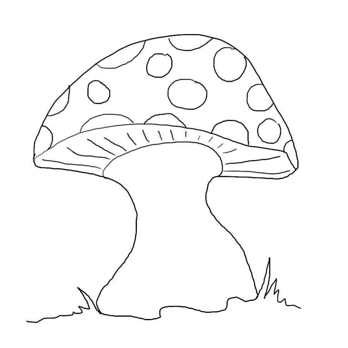 Mushroom coloring page with colorful splashes
