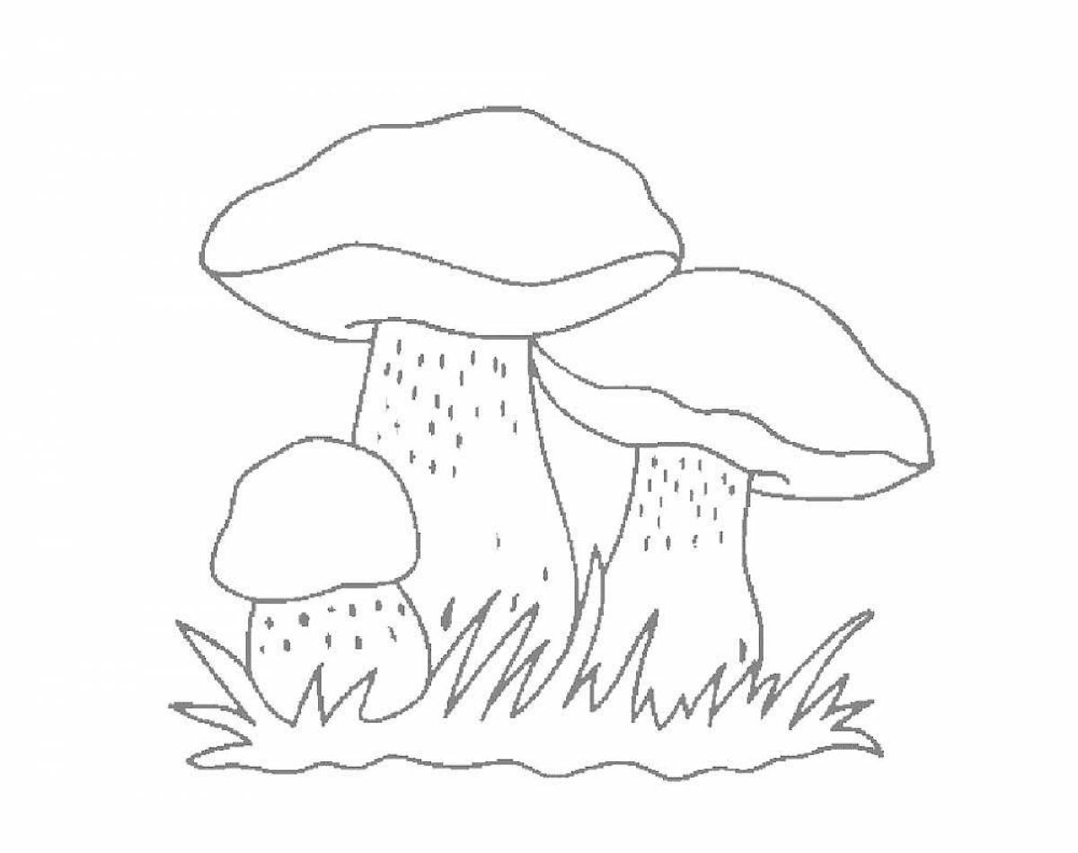 Coloring book with colorful mushrooms