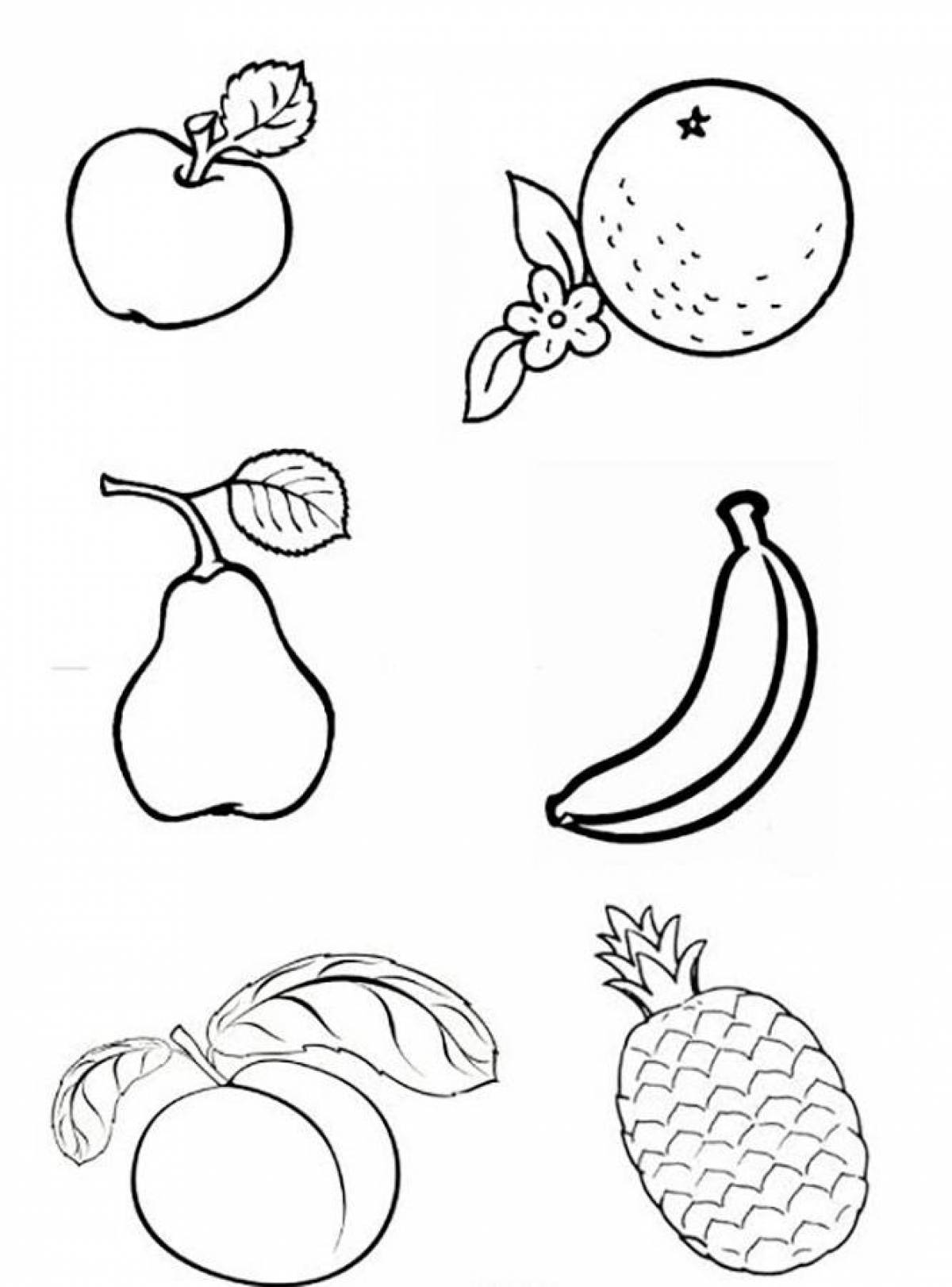 Interesting fruit coloring pages for kids