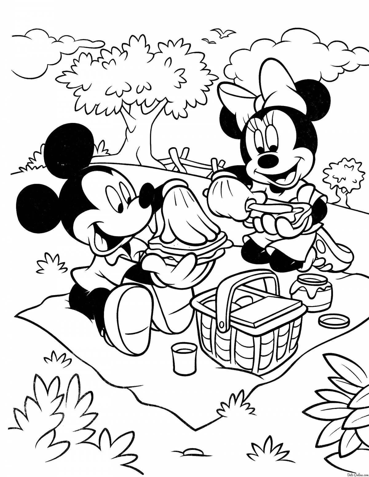 Bright mickey mouse coloring page
