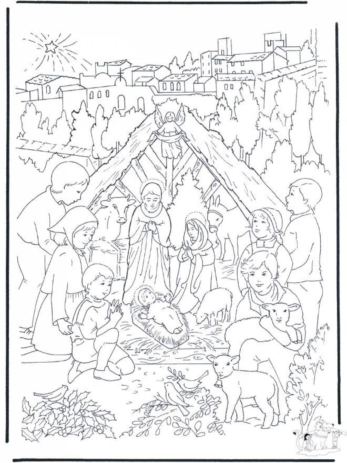 Photo Beautiful christmas coloring page