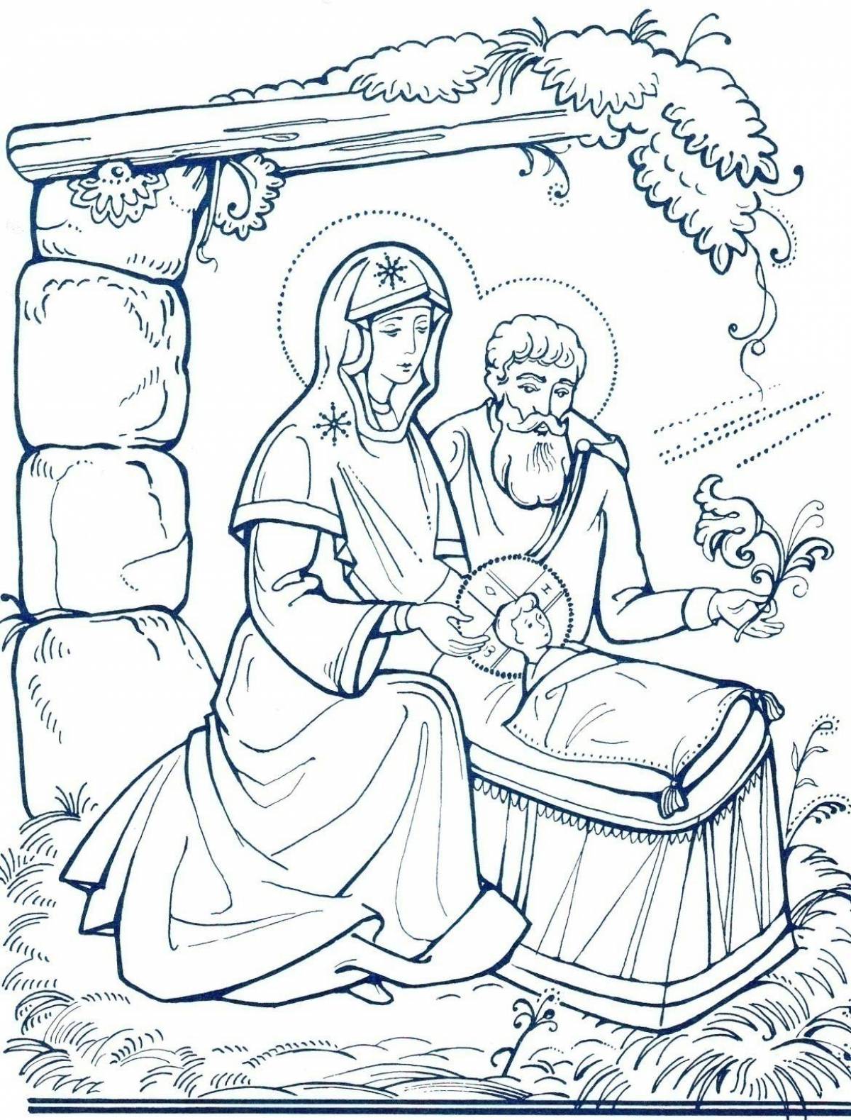Photo Royal nativity coloring page