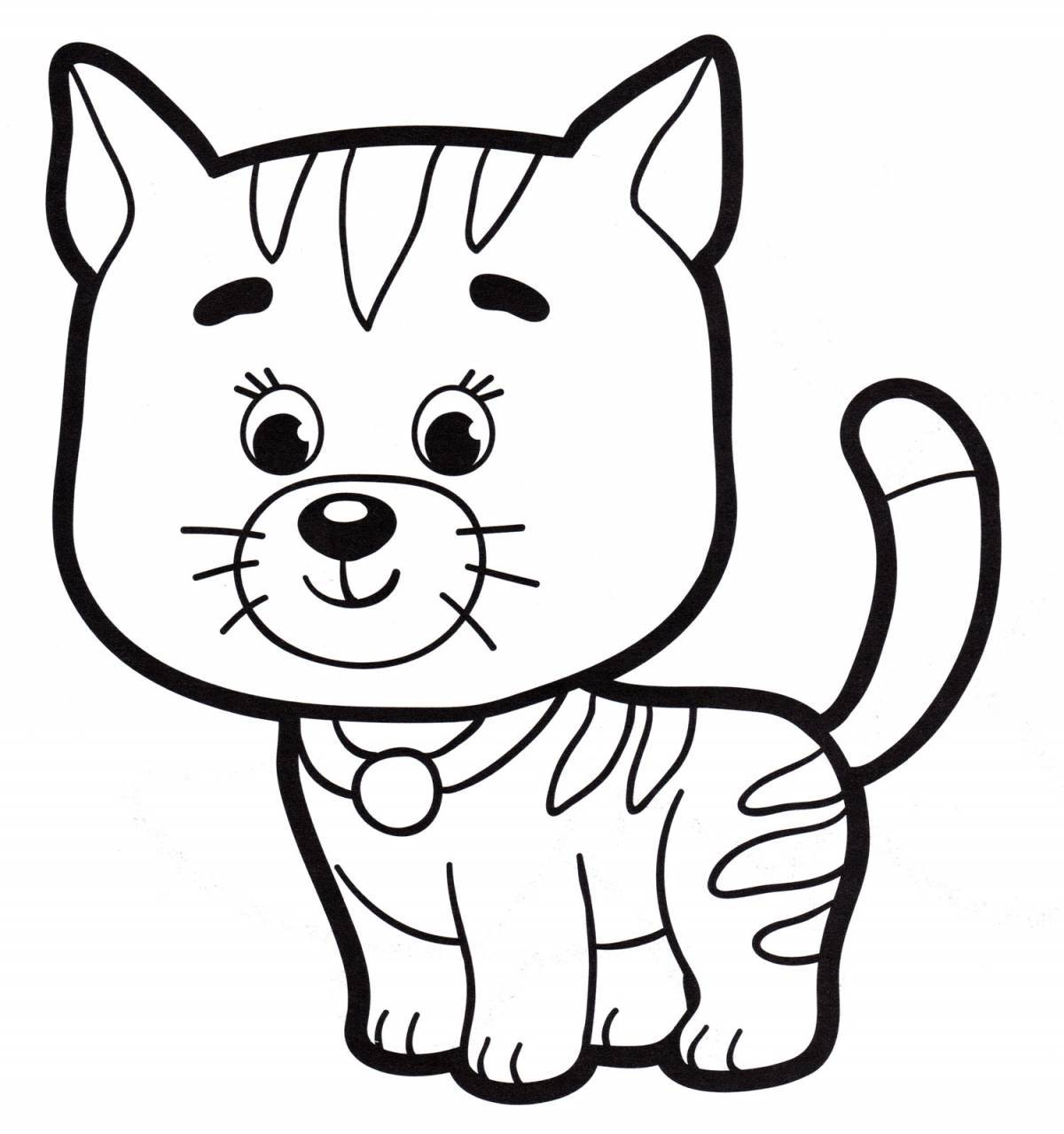 Игривая кошка раскраски для детей