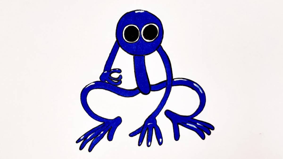 Serene blue rainbow friend coloring page