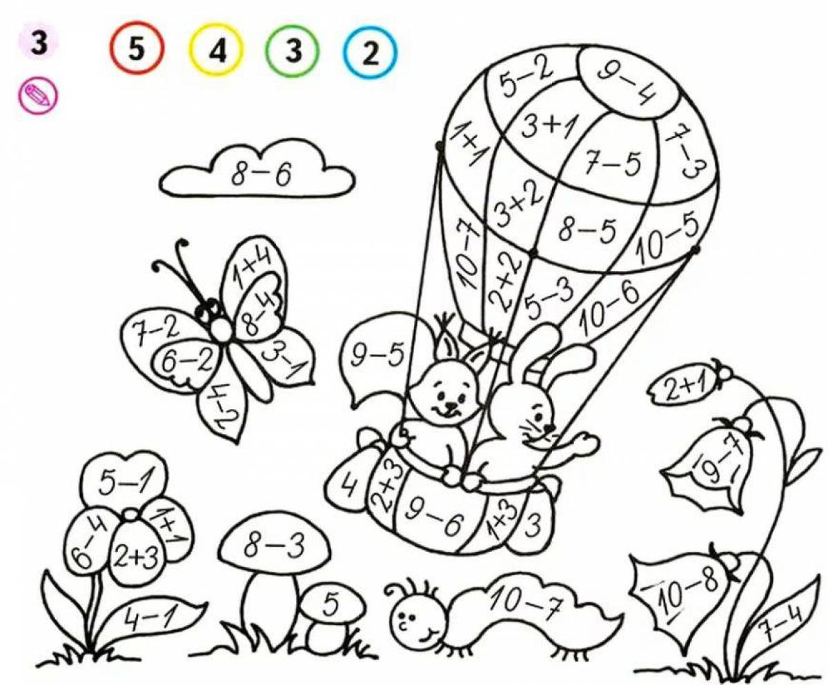 Colored math coloring book for preschoolers