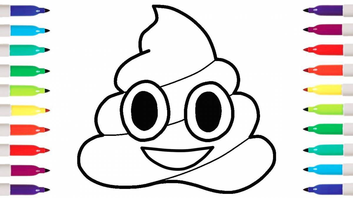 Cute poop coloring page