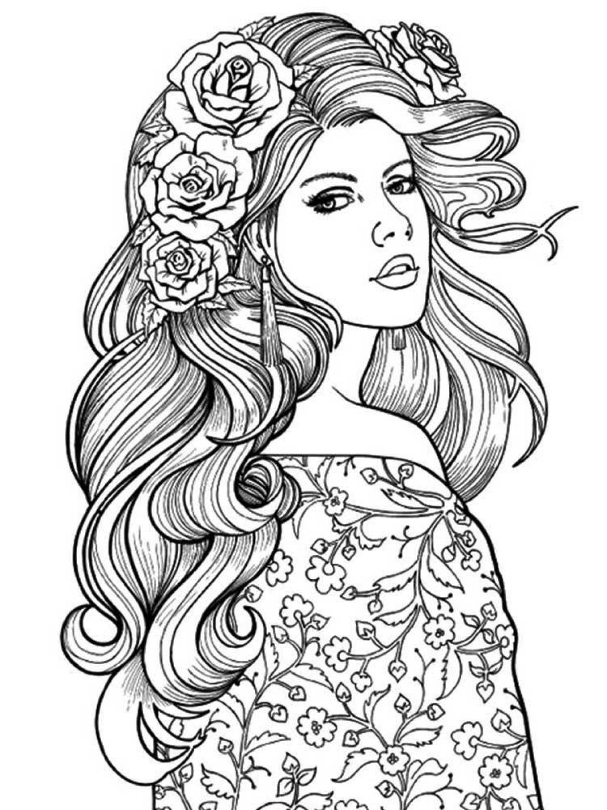 Gorgeous coloring book for girls beautiful