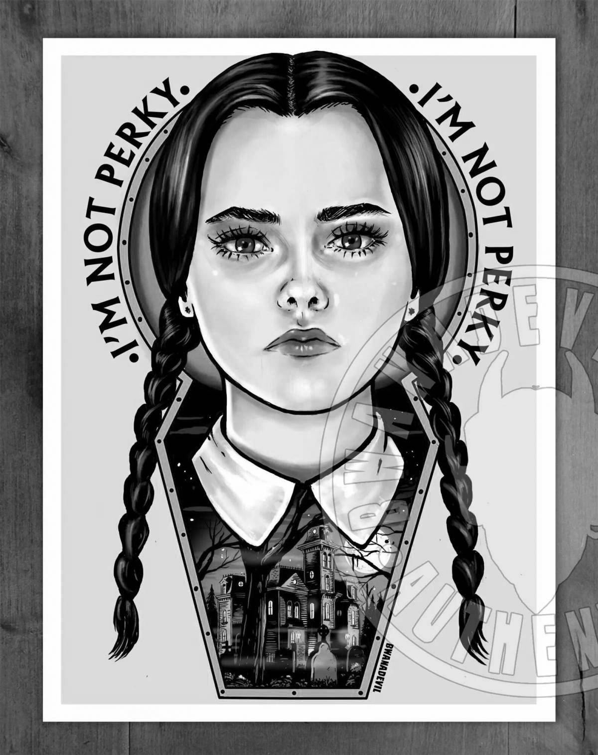 Coloring lovely wednesday addams