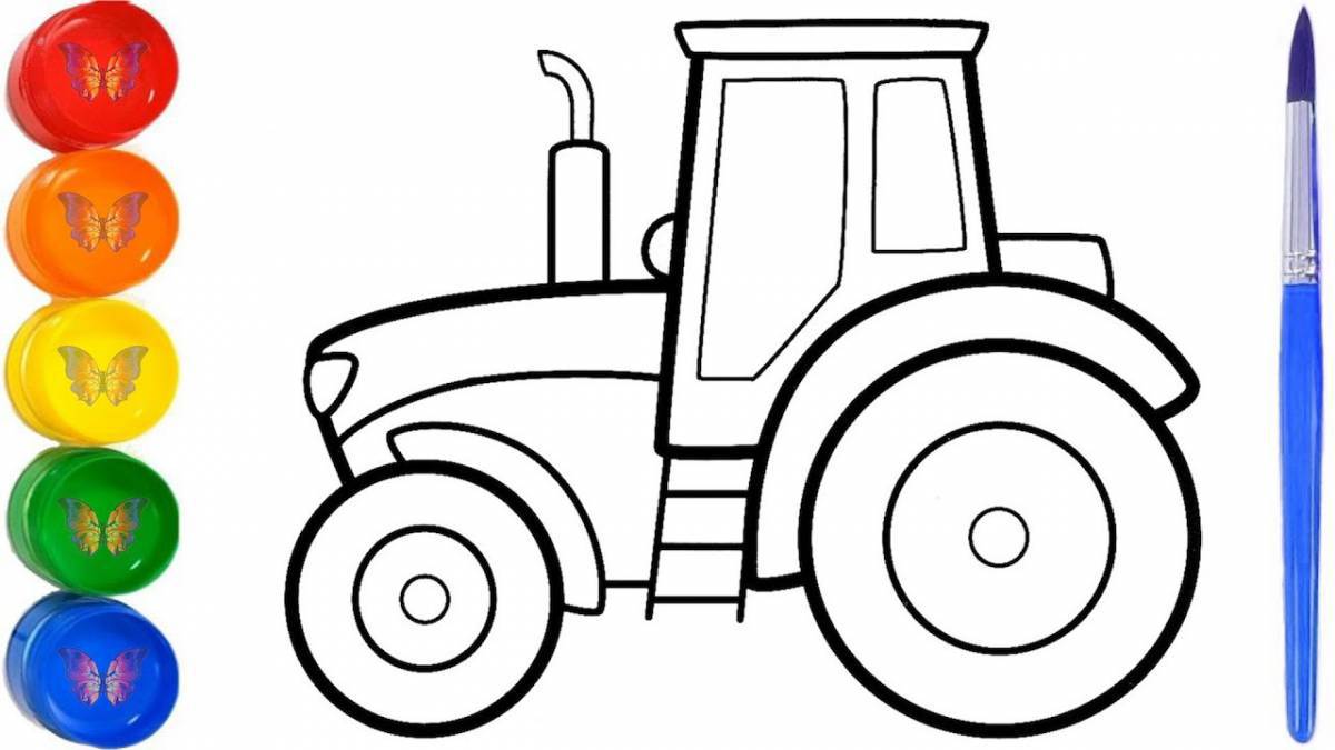 Amazing blue tractor coloring page for kids