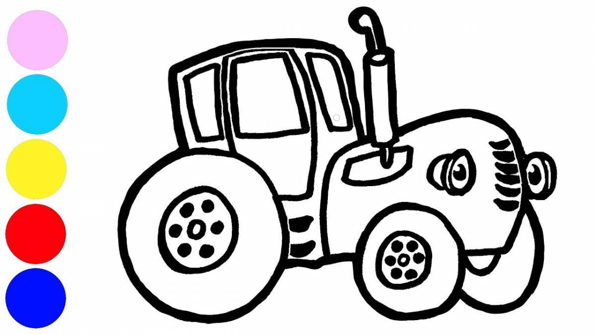 Great blue tractor coloring book for kids