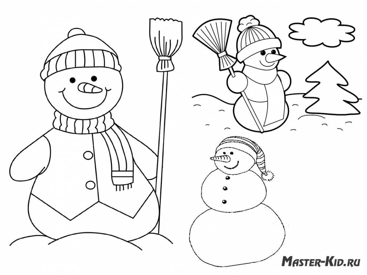 Волшебная зимняя раскраска для детей 3-4 лет