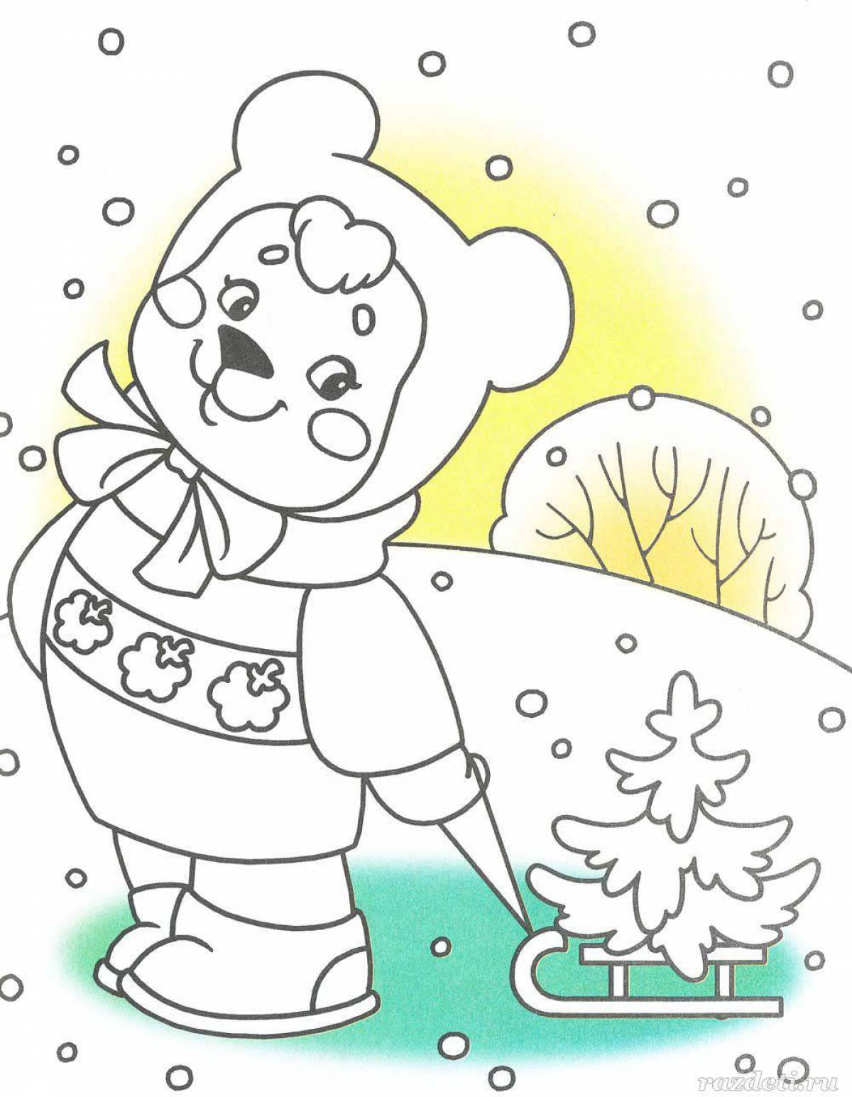 Раскраска зима для малышей