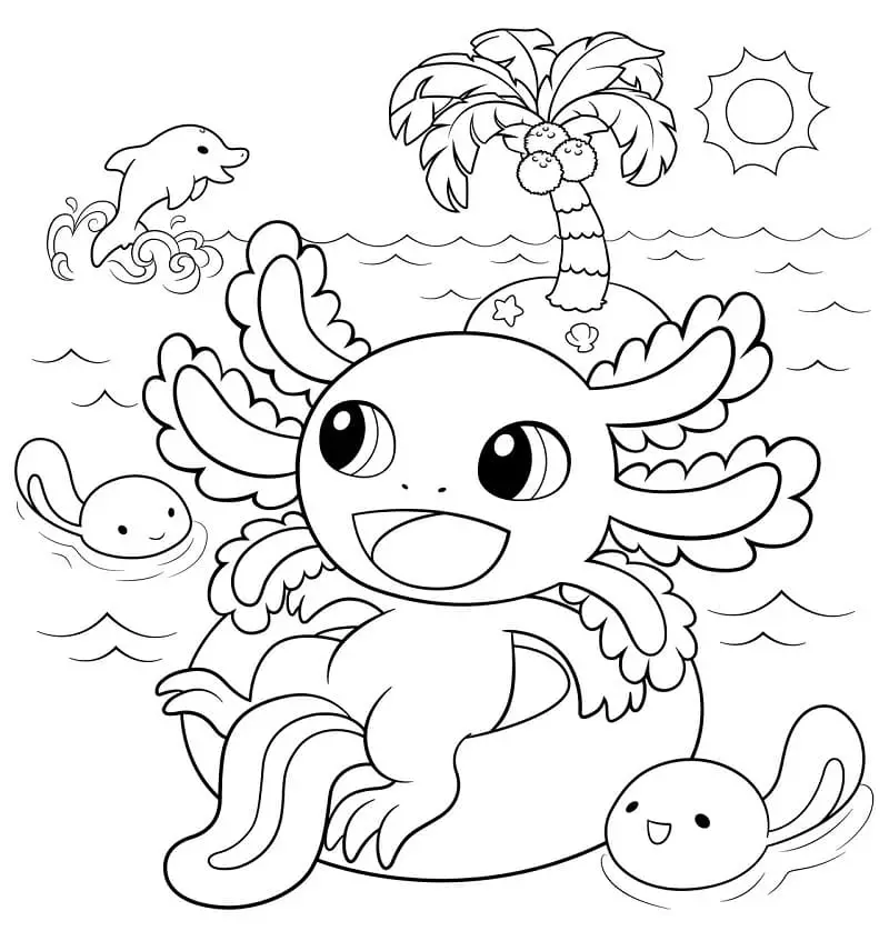 Naughty axolotl coloring book