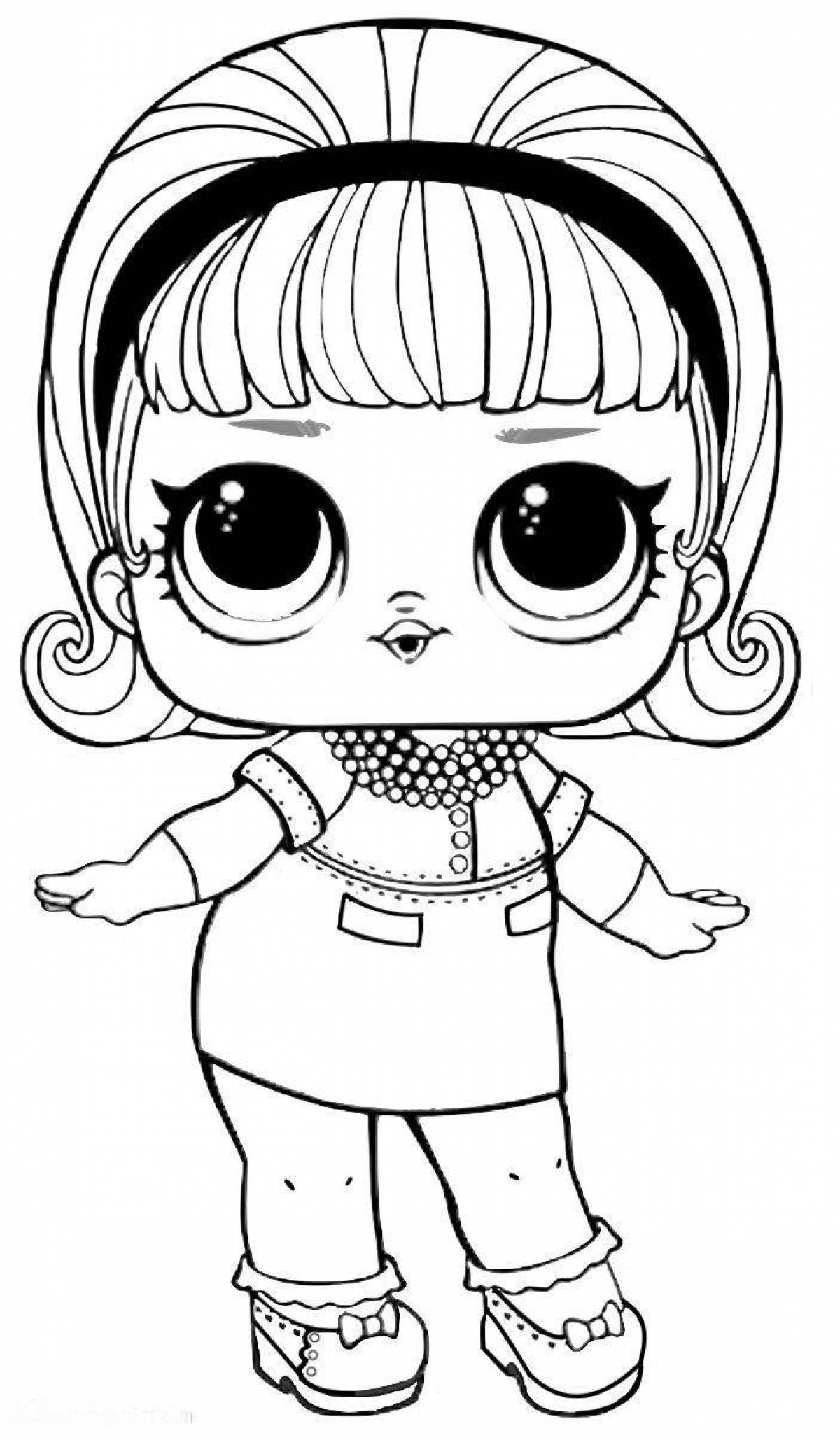Coloring page charming doll