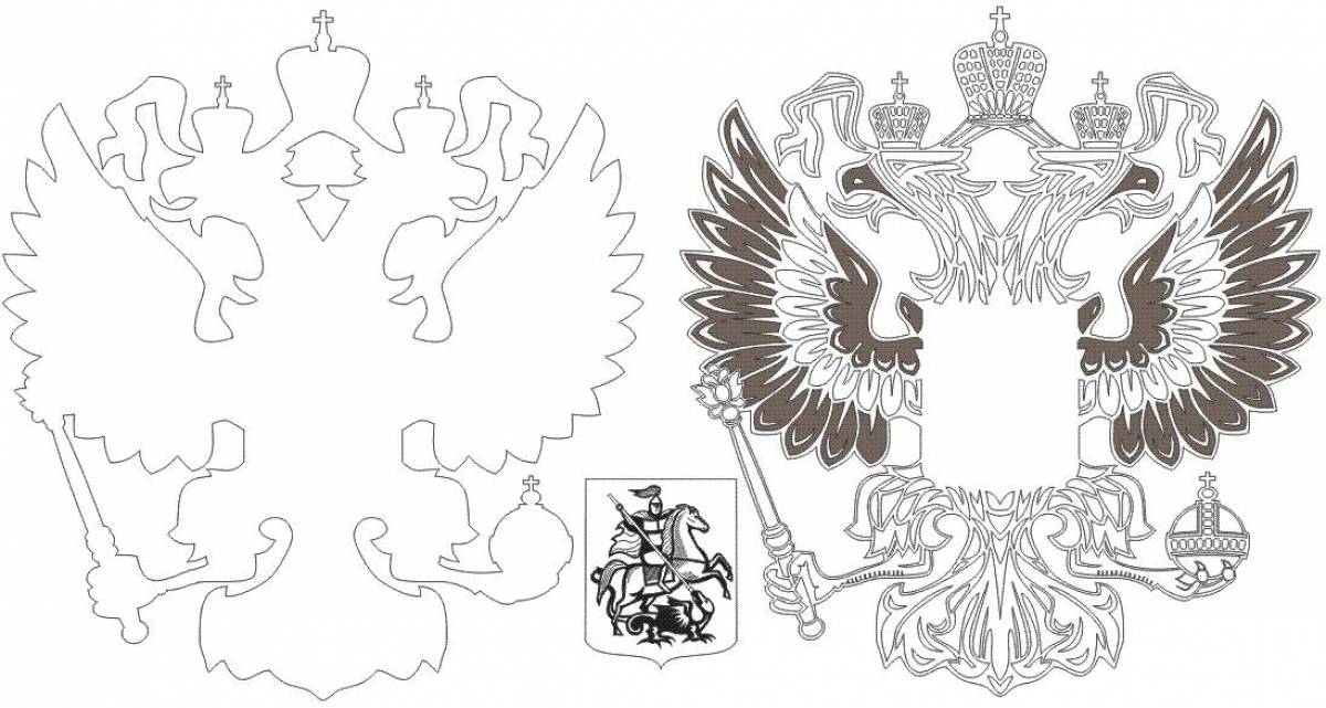 Radiant coloring coat of arms of russia