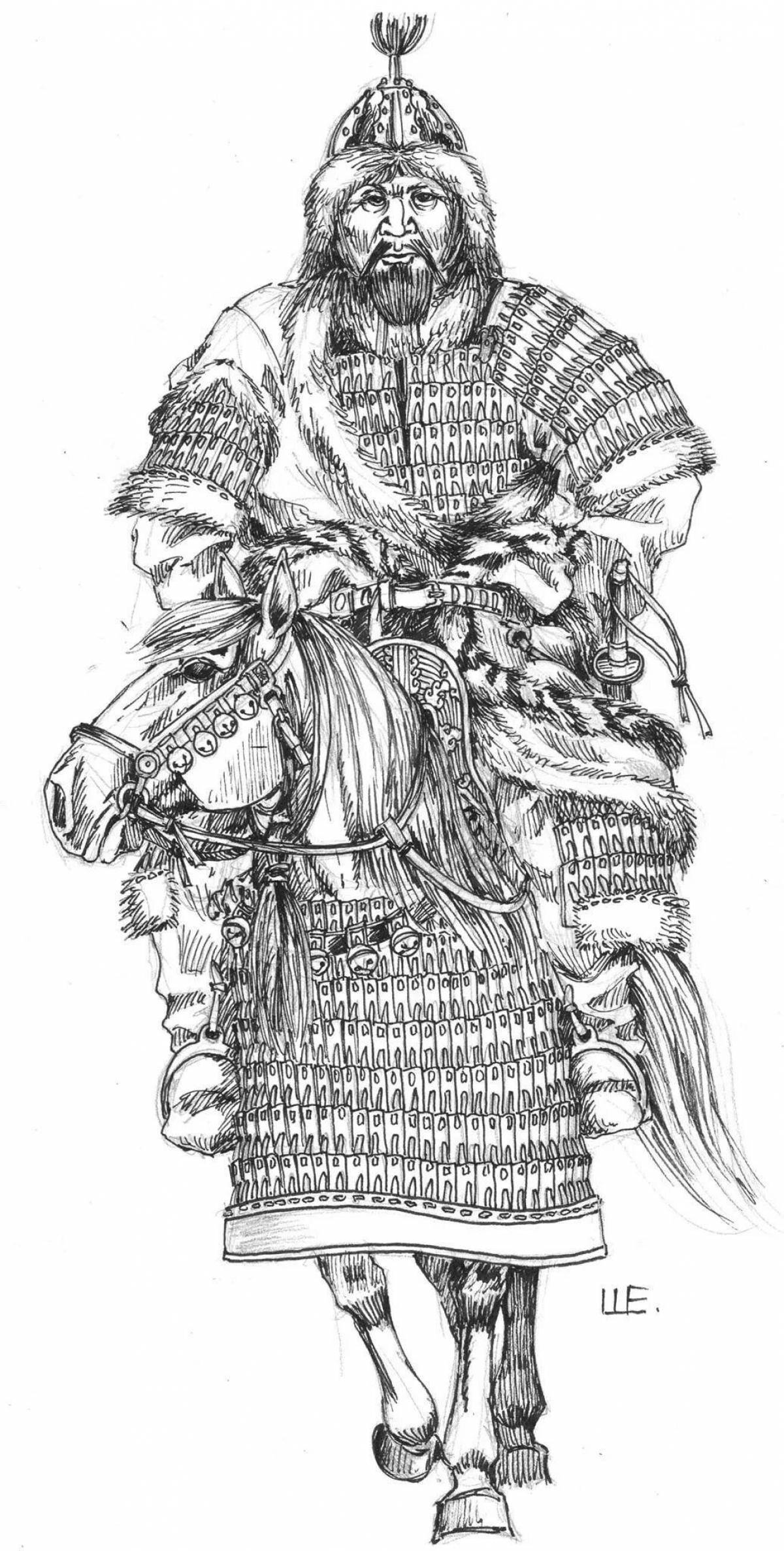 Татаро монгольский воин рисунок