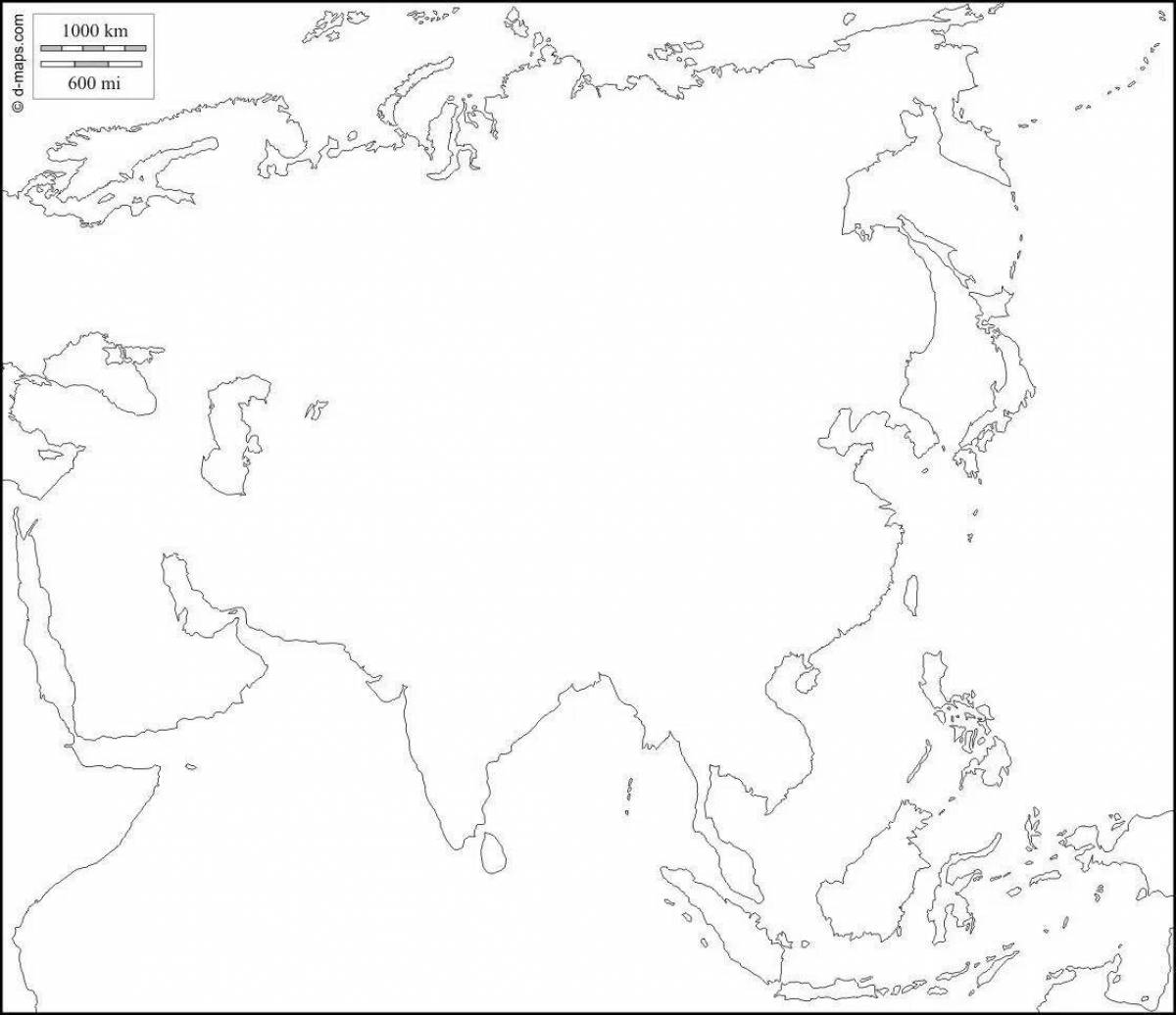 Карта Азии со странами пустая