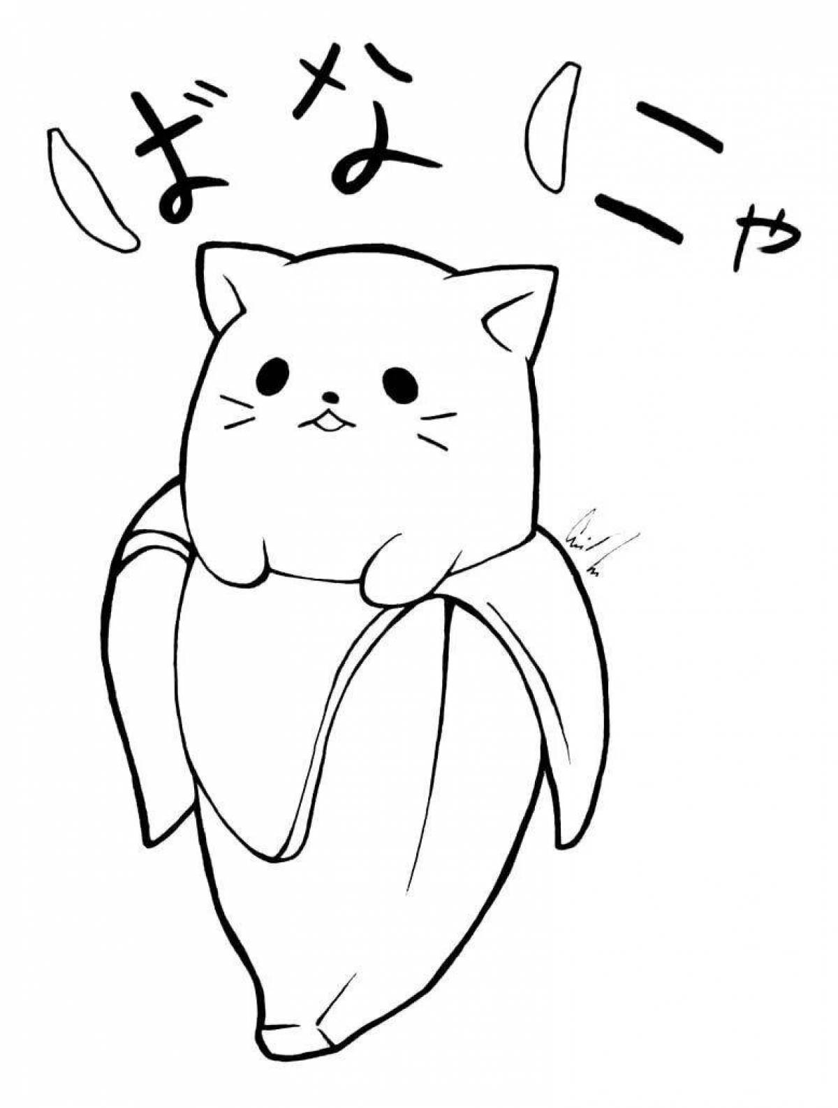 Coloring fluffy kawaii cat