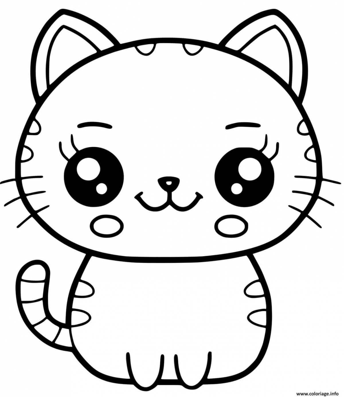 Coloring cute kawaii cat