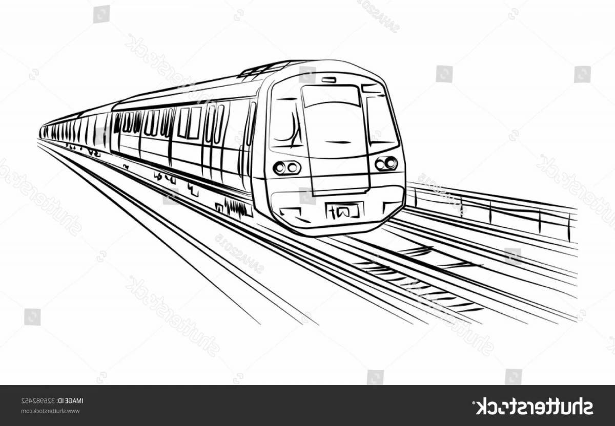 Children's subway coloring book in vibrant colors