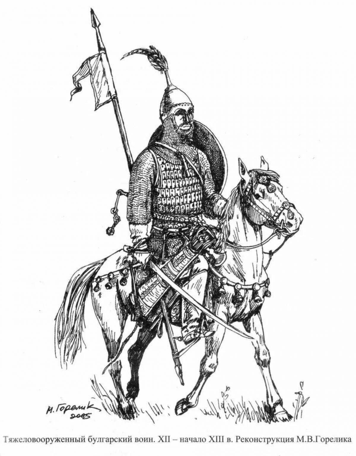 Great Mongol warrior coloring page