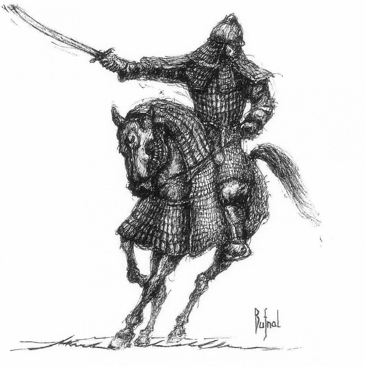 Раскраска бесстрашный монгольский воин