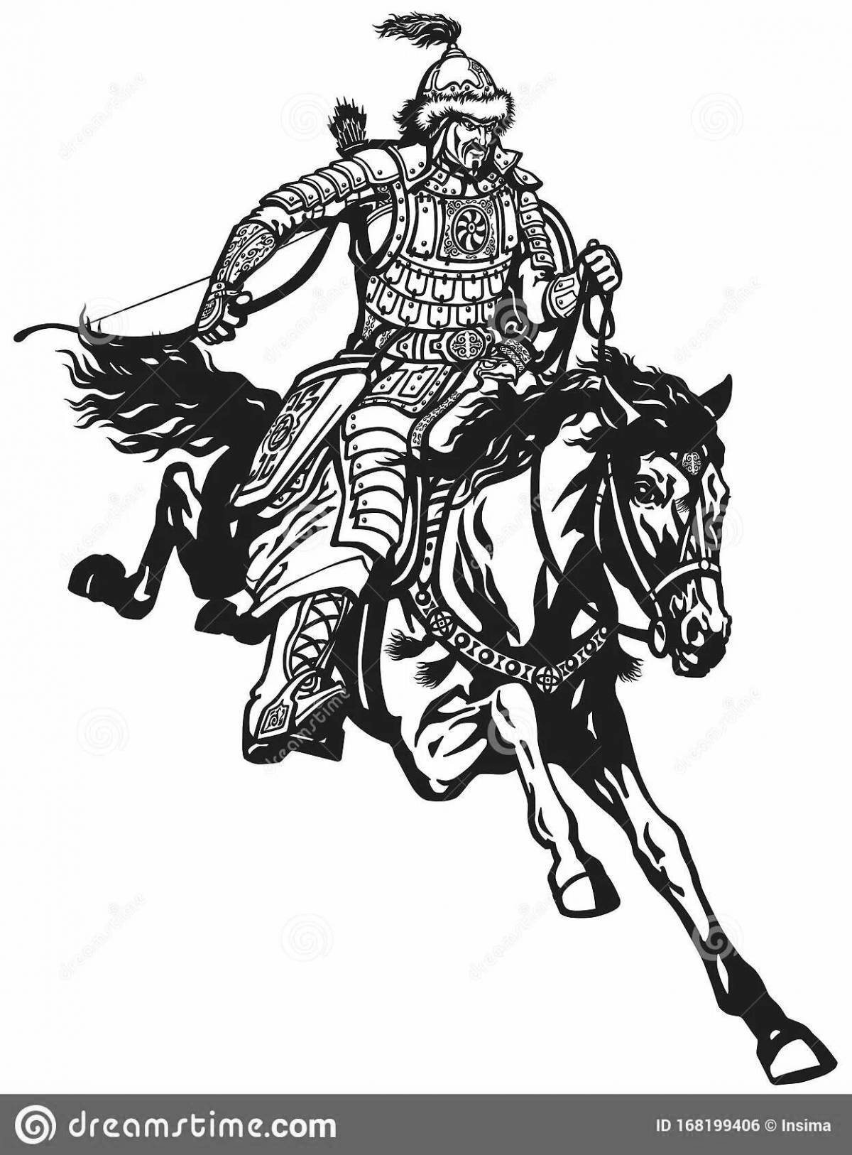Famous Mongol warrior coloring page