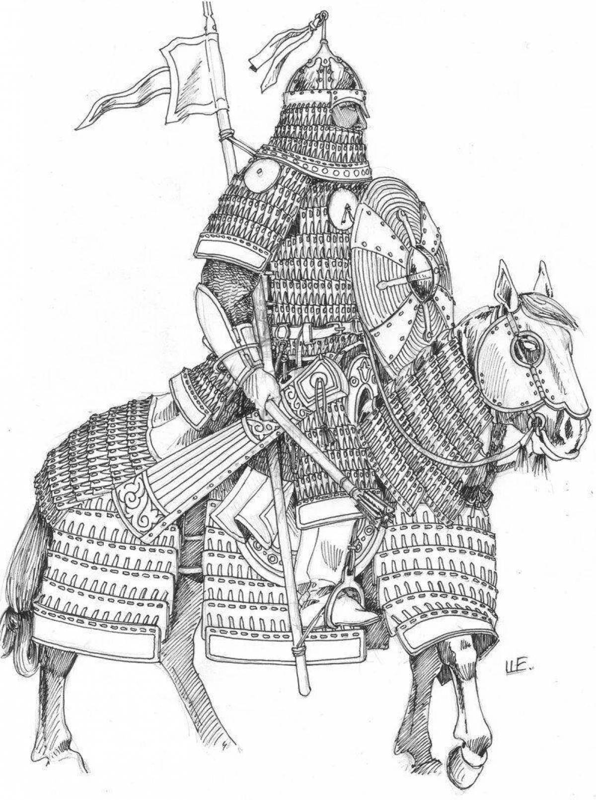 Great Mongol warrior coloring book