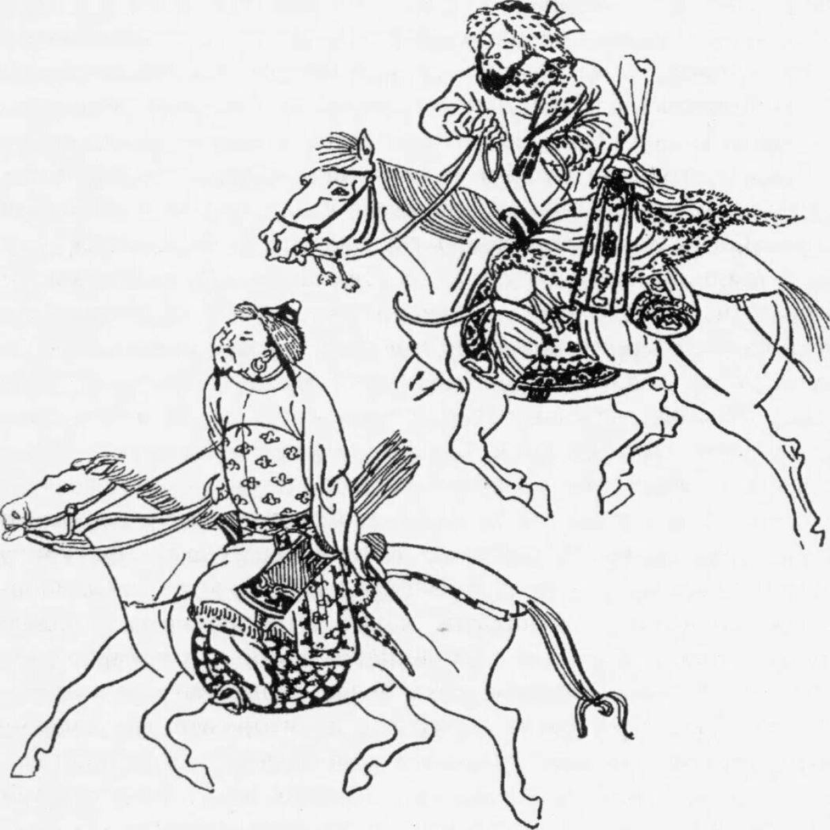 Impressive Mongol warrior coloring page