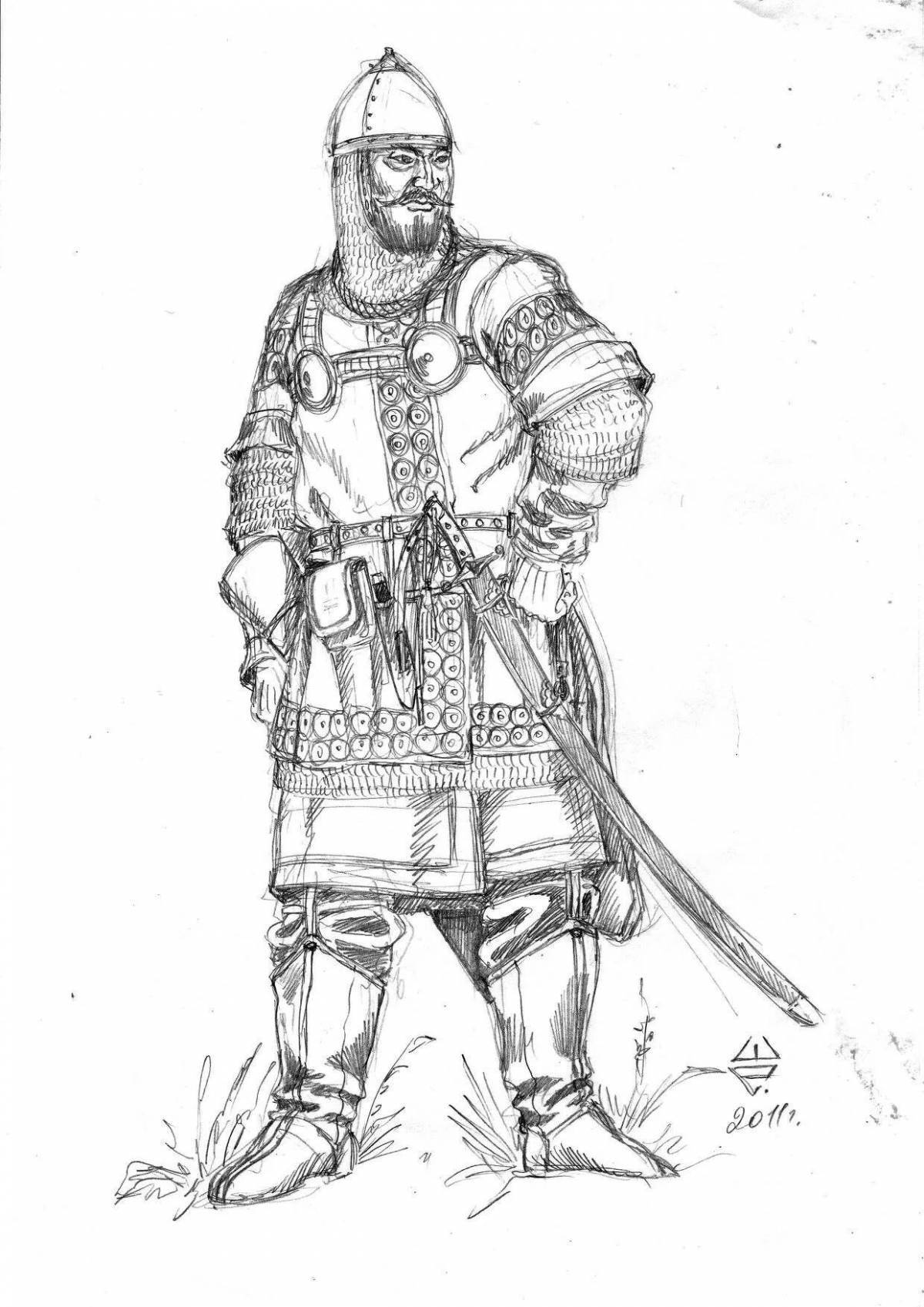 Coloring page magnanimous Mongol warrior