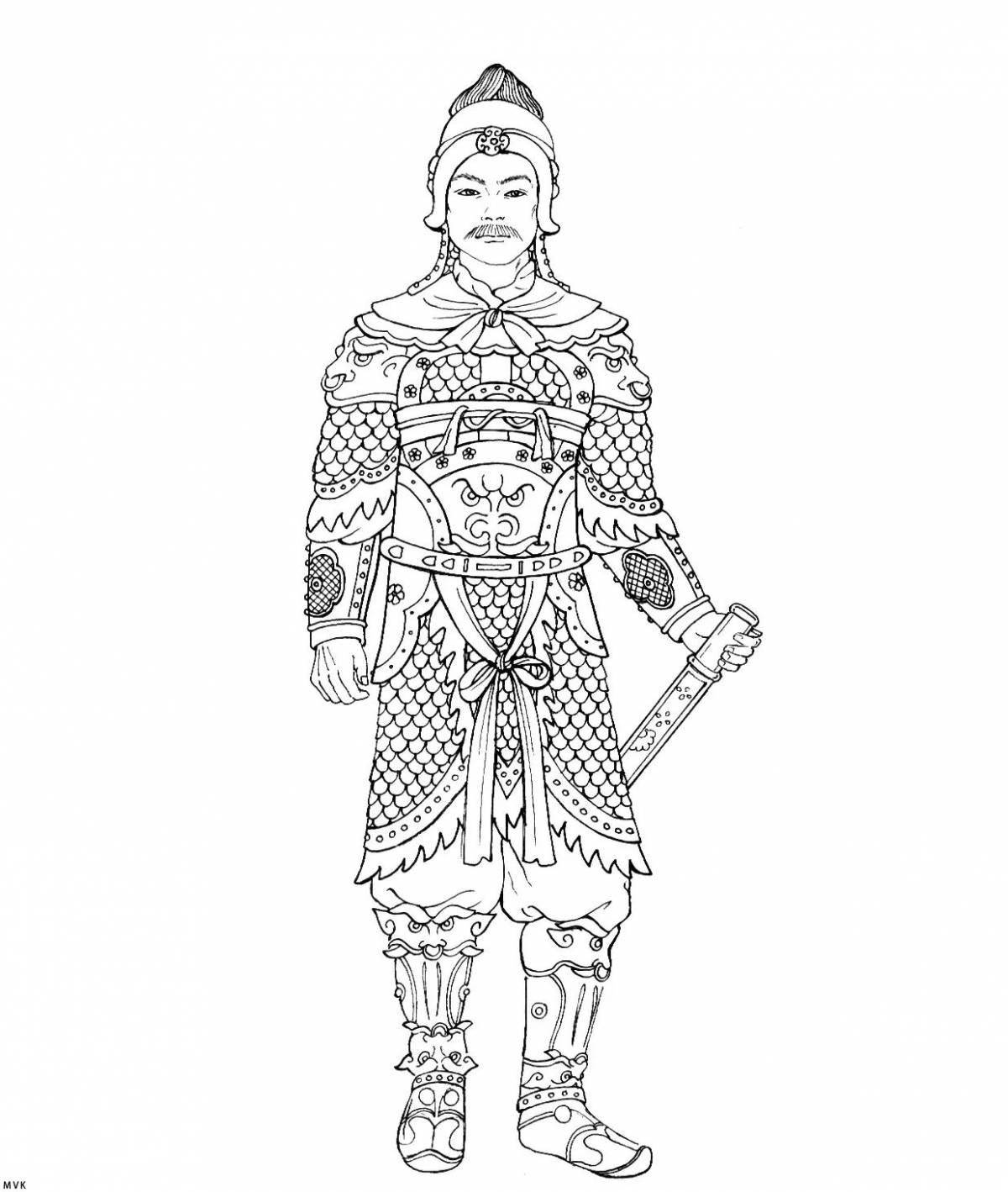 Generous Mongol Warrior coloring page