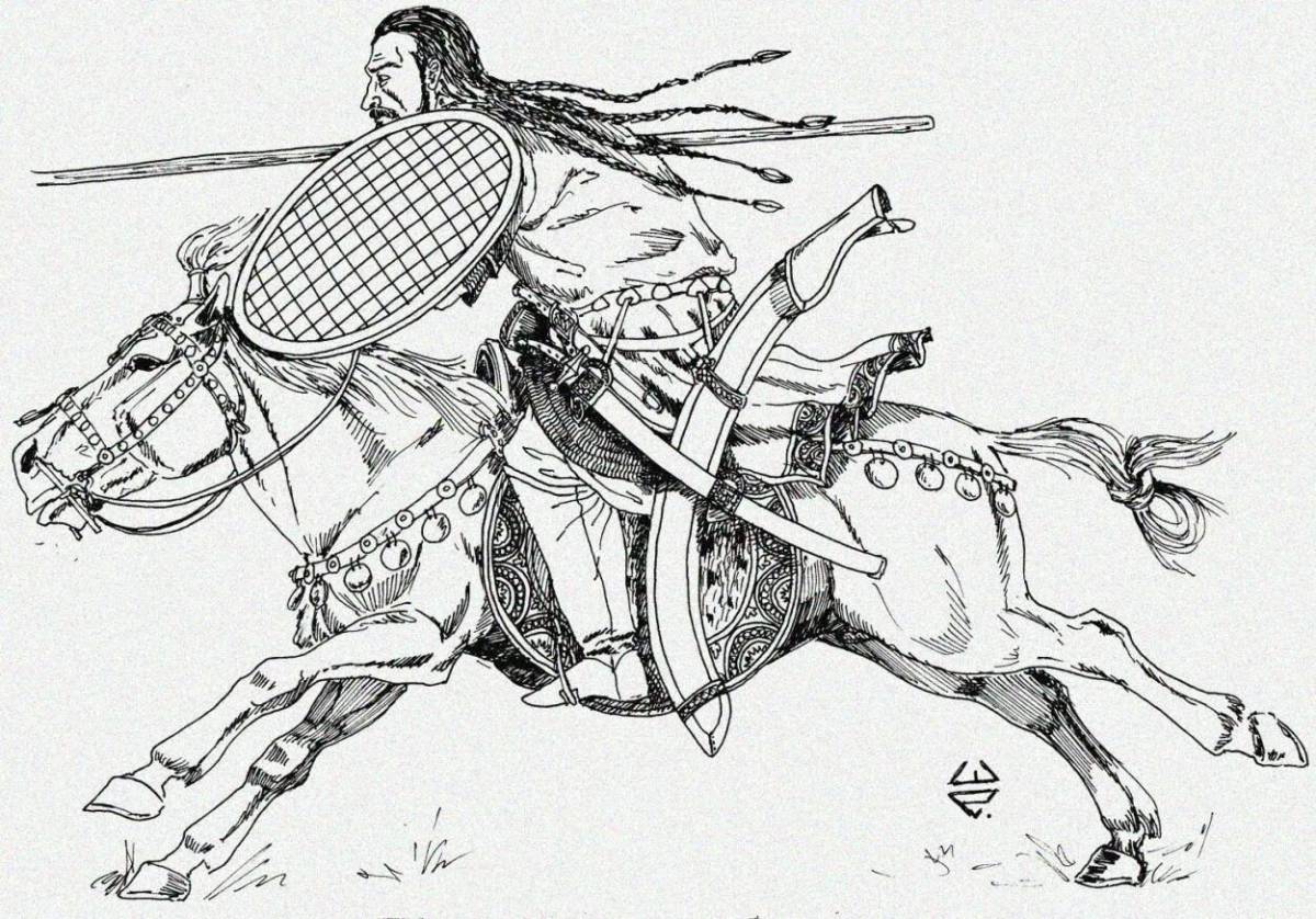 Рис монгольского воина
