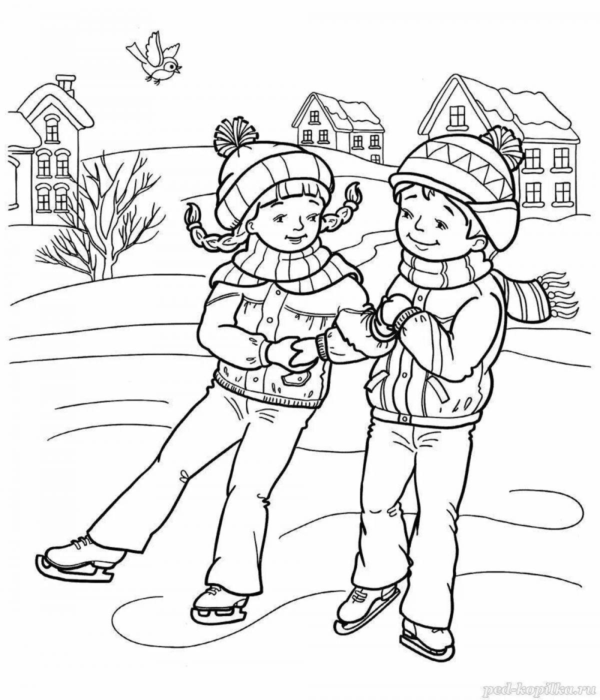 Joyful ice rink coloring page
