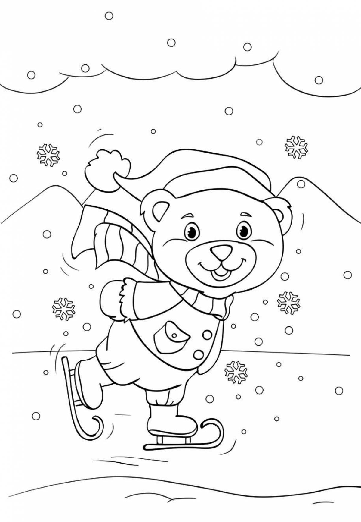 Coloring book shining ice rink