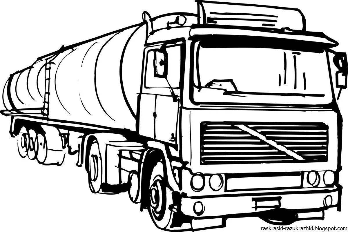 Colorful coloring page kamaz fuel tanker
